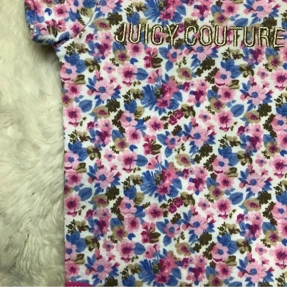 Juicy Couture Diaper Shirt Onesie Pink  & Blue Floral Size 0-3 Months - Picture 6 of 16